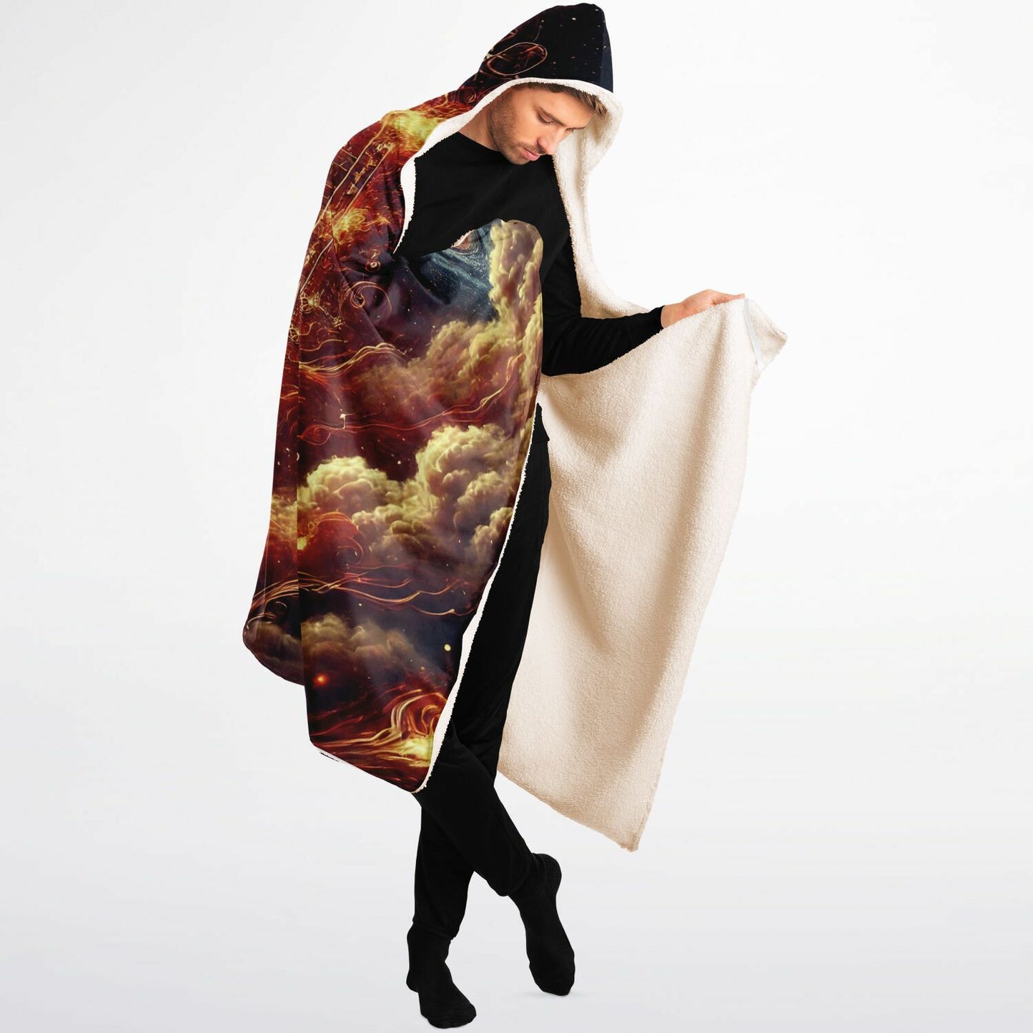 Aries Hooded Blanket 60x80 – soft sherpa-lined blanket with celestial