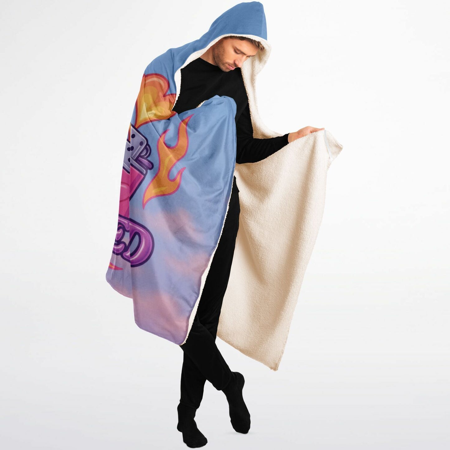 Hot But Unbothered Hooded Blanket 60x80 – cute kawaii flames and heart
