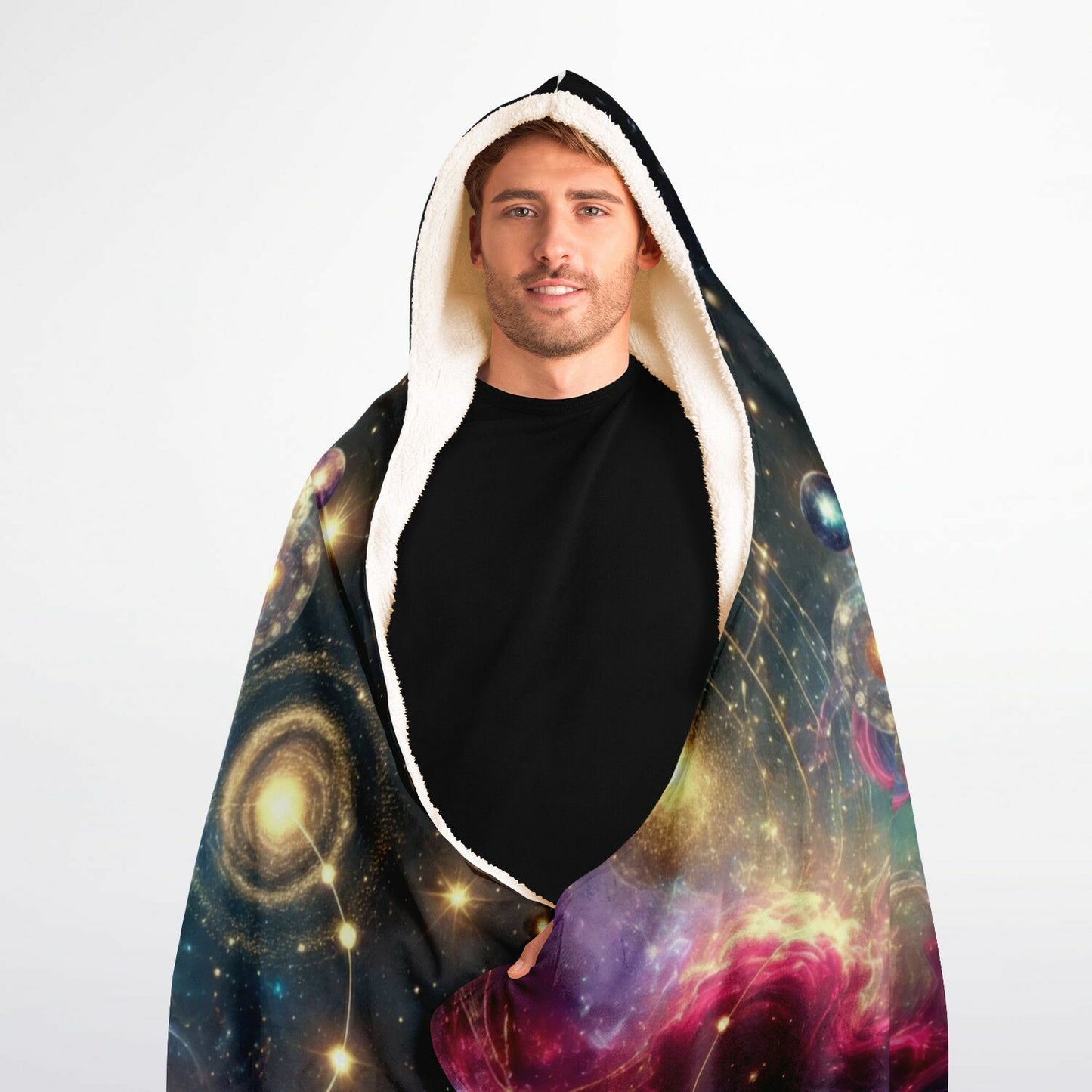 Libra Equinox Hooded Blanket 60×80 – ultra-cozy sherpa lining with cosmic Libra energy and divine