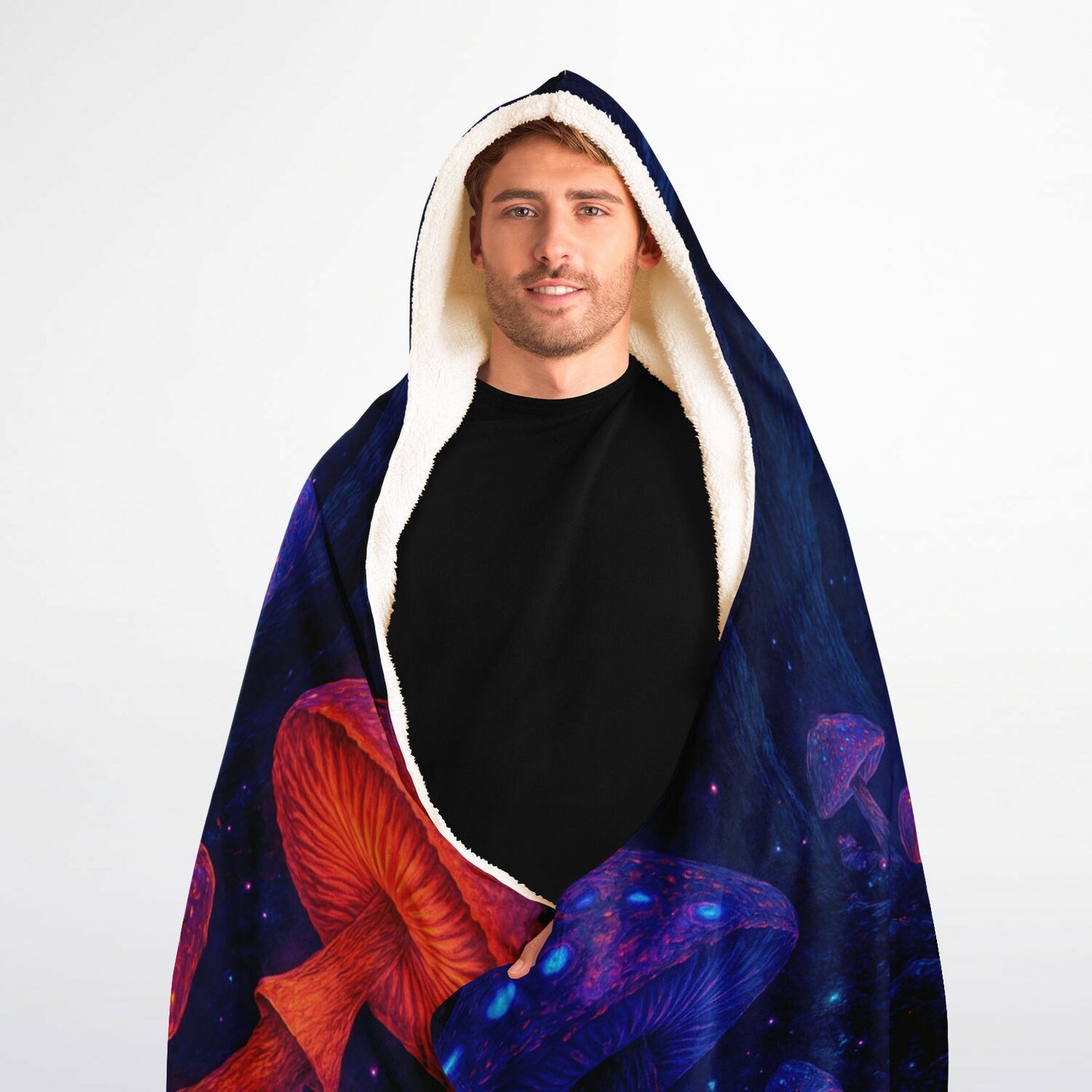 Mystic Mushrooms Hooded Blanket 60x80 โ bioluminescent mushroom design