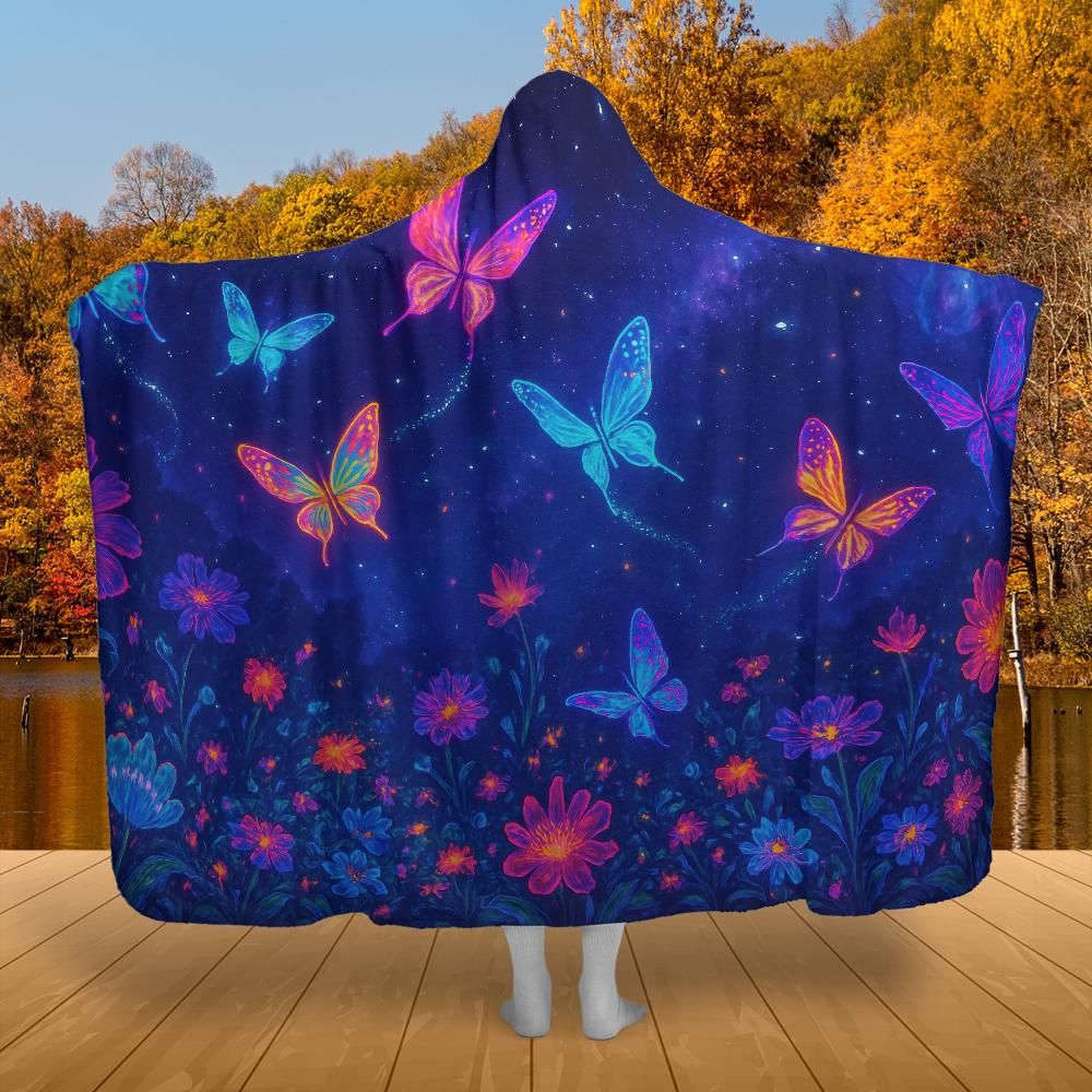 Cosmic Garden Wings Hooded Blanket