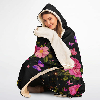 A Daughter’s Eternal Love Hooded Blanket 45x60 – meaningful gift from daughter to mom with floral and butterfly 