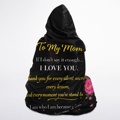 A Daughter’s Eternal Love Hooded Blanket 45x60 – meaningful gift from daughter to mom with floral 