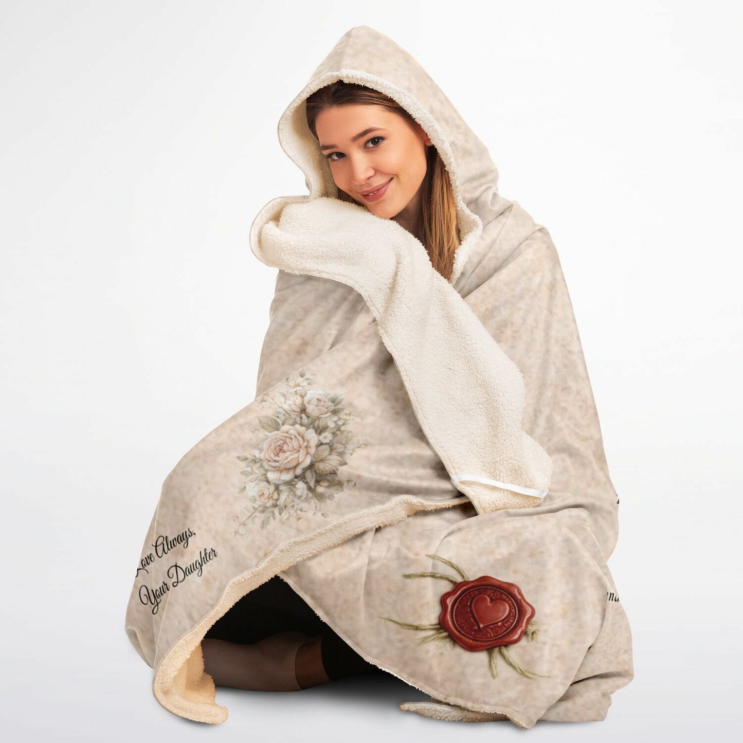 A Letter to My Mom Hooded Blanket 45x60 – emotional daughter letter design with vintage aesthetic warm