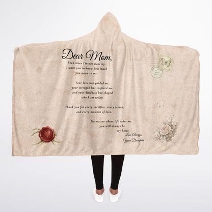 A Letter to My Mom Hooded Blanket 45x60 – emotional daughter letter design with vintage aesthetic soft