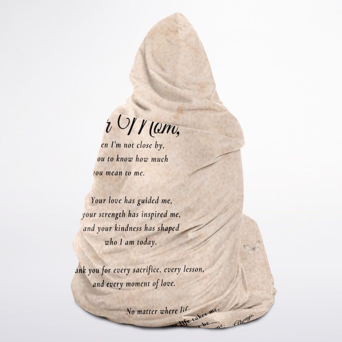 A Letter to My Mom Hooded Blanket 45x60 – emotional daughter letter design with vintage aesthetic cozy