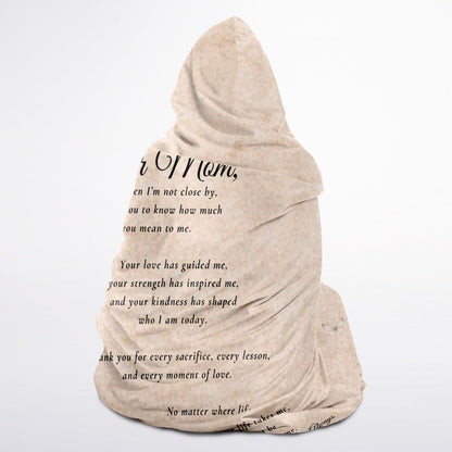 A Letter to My Mom Hooded Blanket 45x60 – emotional daughter letter design with vintage aesthetic cozy