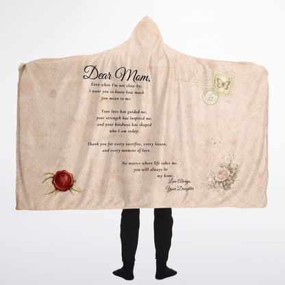 A Letter to My Mom Hooded Blanket 60x80 – cozy sherpa blanket with heartfelt message for mom