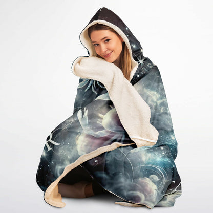 Cancer Moonlight Hooded Blanket 45x60 – cozy celestial fleece blanket inspired by Cancer’s 
