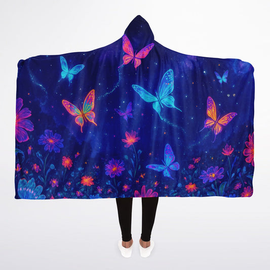 Cosmic Garden Wings Hooded Blanket