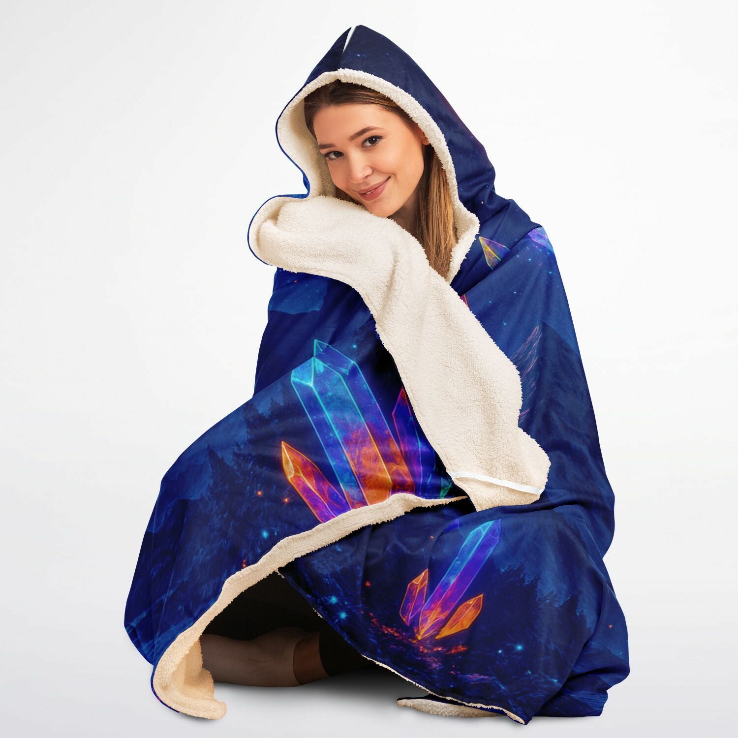 Crystal Ascension Hooded Blanket 45x60 – silky fleece hooded blanket inspired by glowing