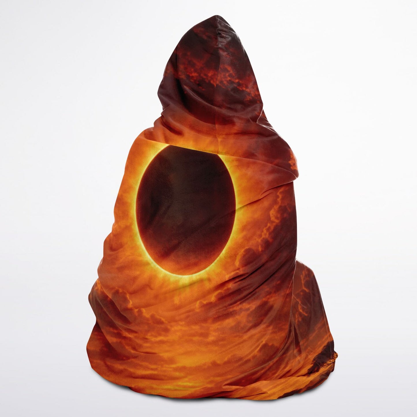 Eclipse of the Soul Hooded Blanket 45x60 – golden solar eclipse design with 
