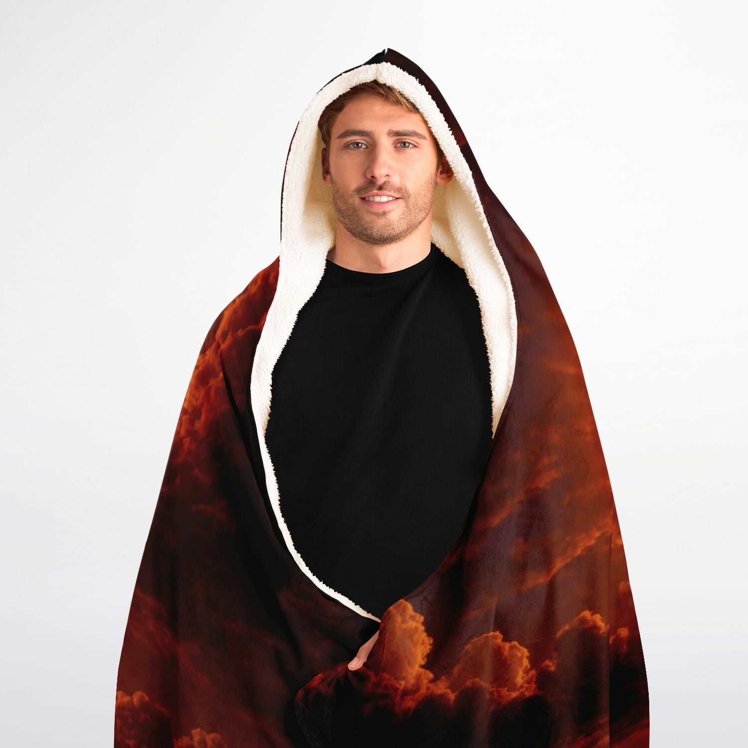 Eclipse of the Soul Hooded Blanket 60x80 – cosmic fire sky comfort for meditation 