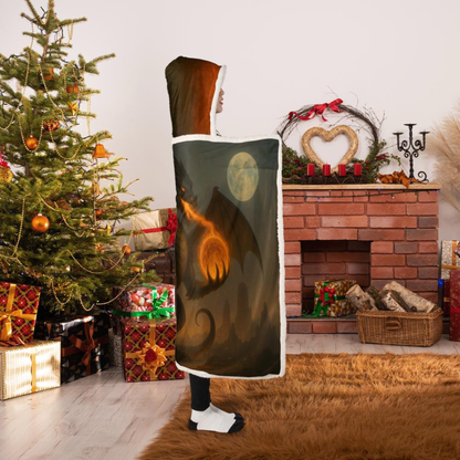 Fire Dragon Hooded Blanket – Kid size, cozy fantasy design for little adventurers