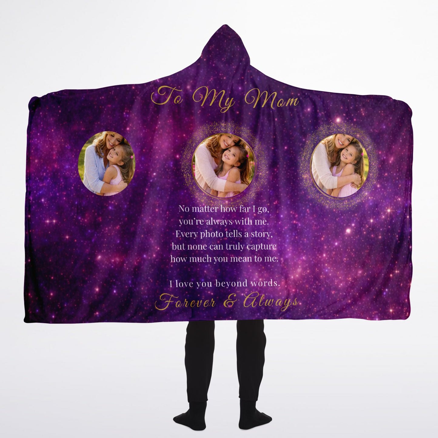 Forever And Always Mom Hooded Blanket 60x80 – custom photo collage blanket with emotional message for mom