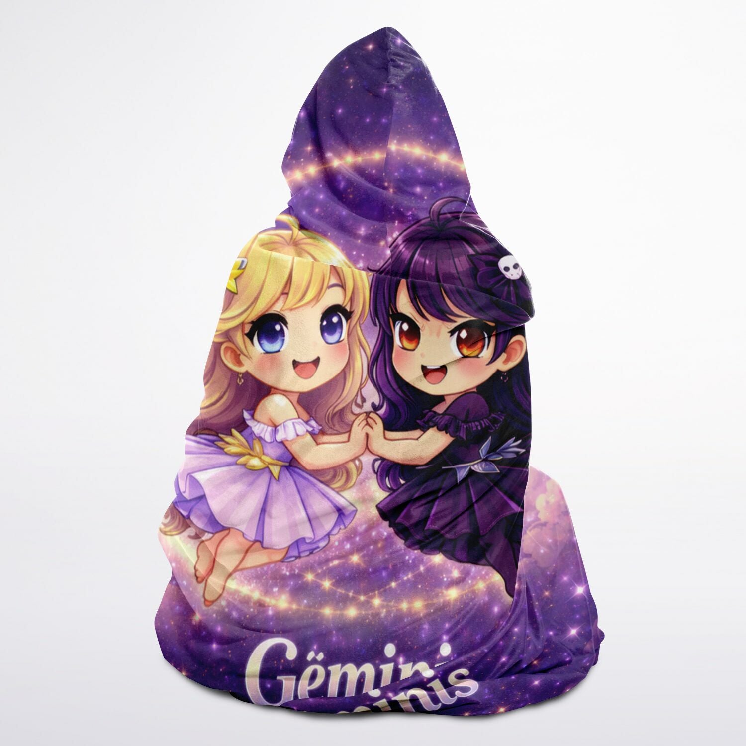Géminis Twin Star Magic Hooded Blanket 45x60 – ultra-soft fleece with celestial 