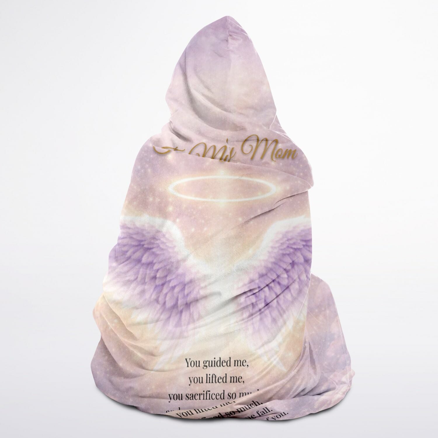 Grateful for You Mom Hooded Blanket 45x60 – emotional angel wings design with heartfelt message for mom cute