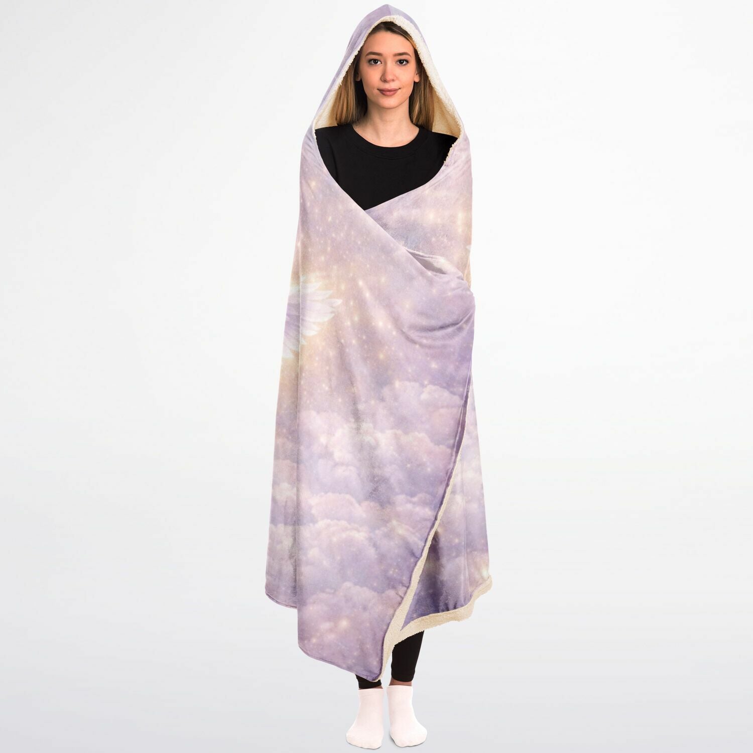 Grateful for You Mom Hooded Blanket 45x60 – emotional angel wings design with heartfelt message for mom warm