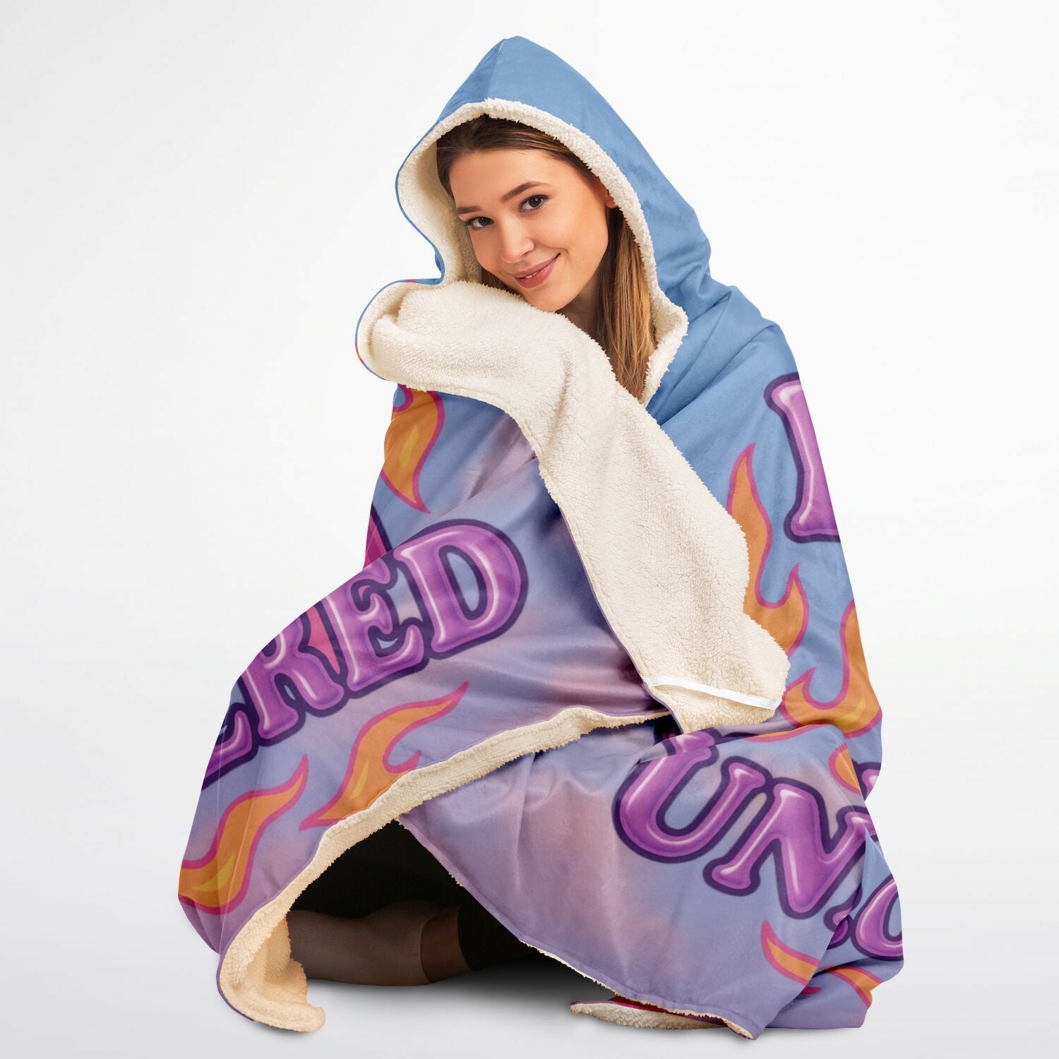 Hot But Unbothered Hooded Blanket 45x60 – pastel flames 