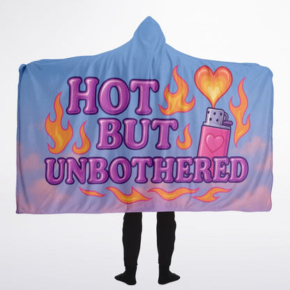 Hot But Unbothered Hooded Blanket 60x80 – cute kawaii flames and heart lighter design