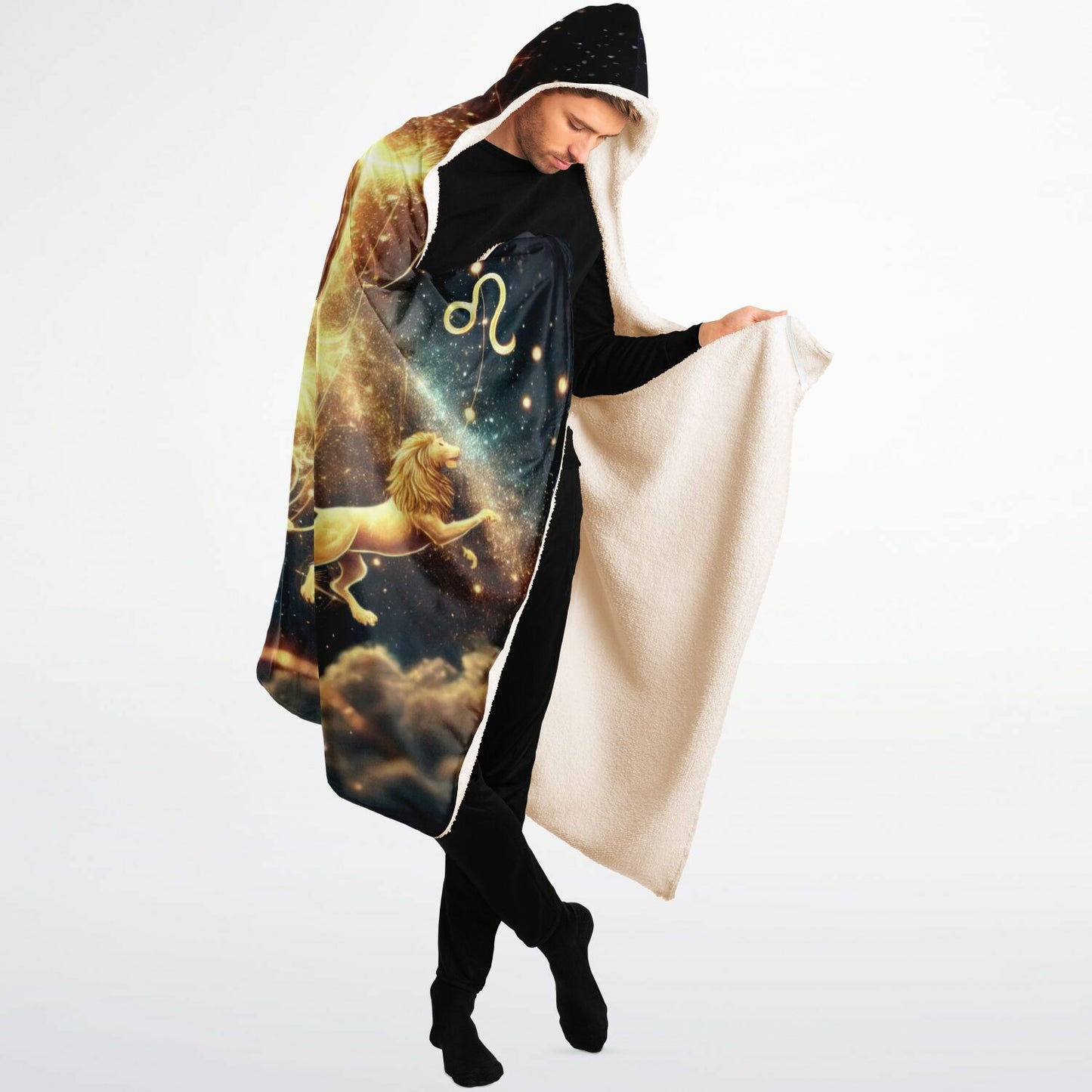 Leo Radiance Hooded Blanket 60x80 – bold Leo energy with celestial details, ultra