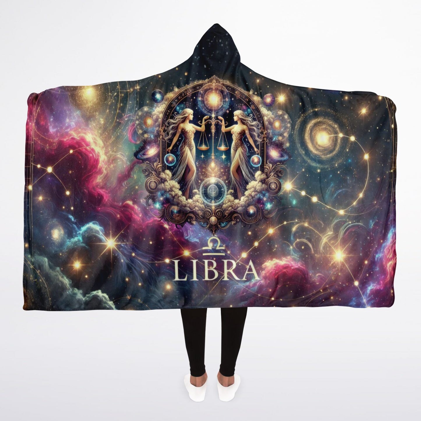 Libra Equinox Hooded Blanket 45×60 – celestial balance and soft fleece comfort for peaceful nights