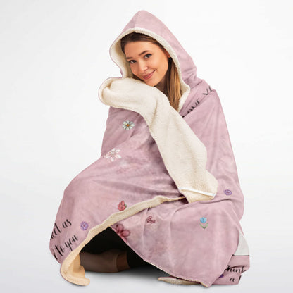 Mama Bear Love Hooded Blanket 45x60 – personalized bear family design with names and soft pink background ultra soft