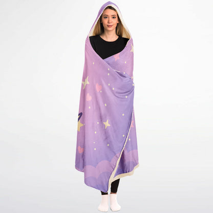 Moonlight Kitty Hooded Blanket 45x60 – cozy kawaii cat on 