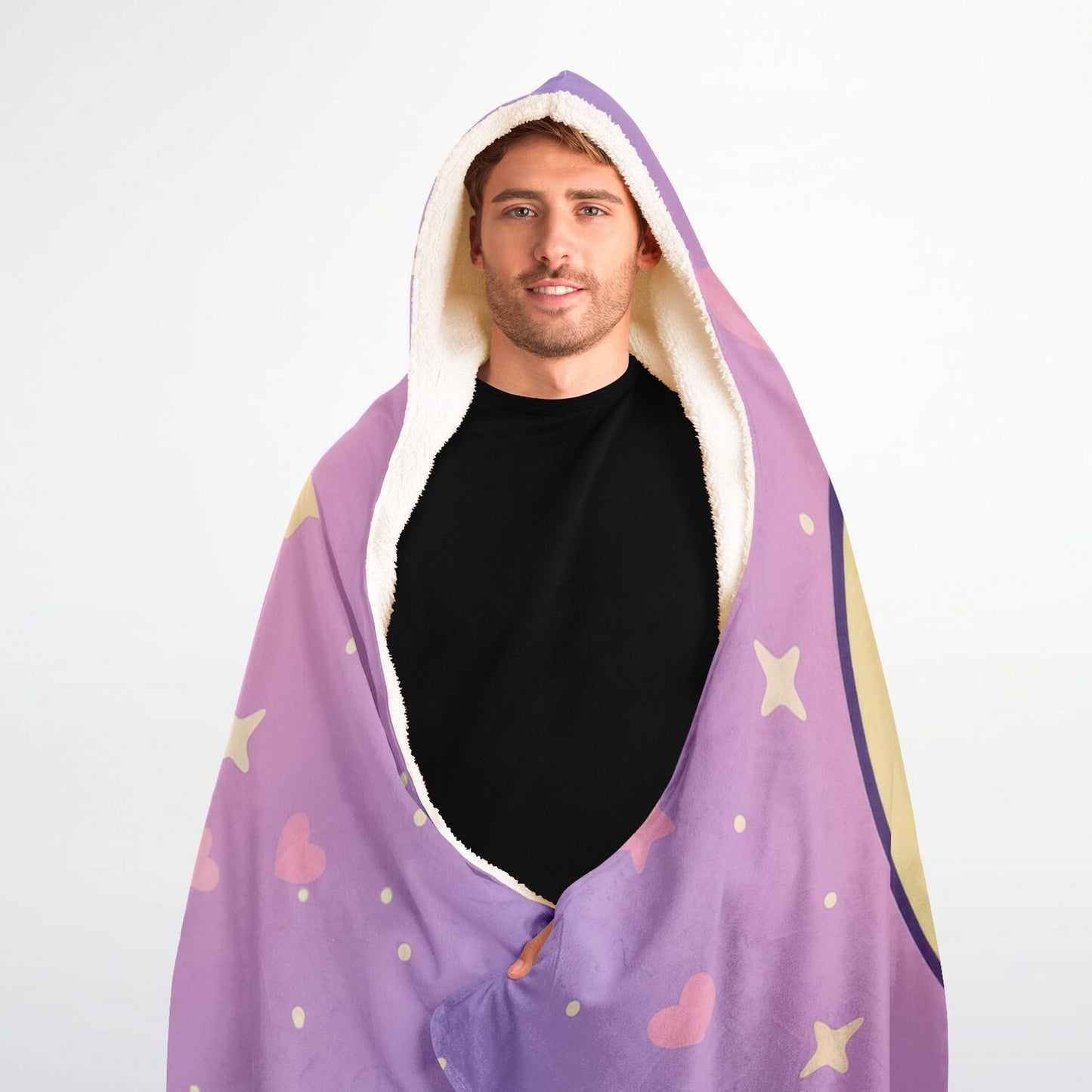 Moonlight Kitty Hooded Blanket 60x80 – dreamy kawaii cat design with plush 