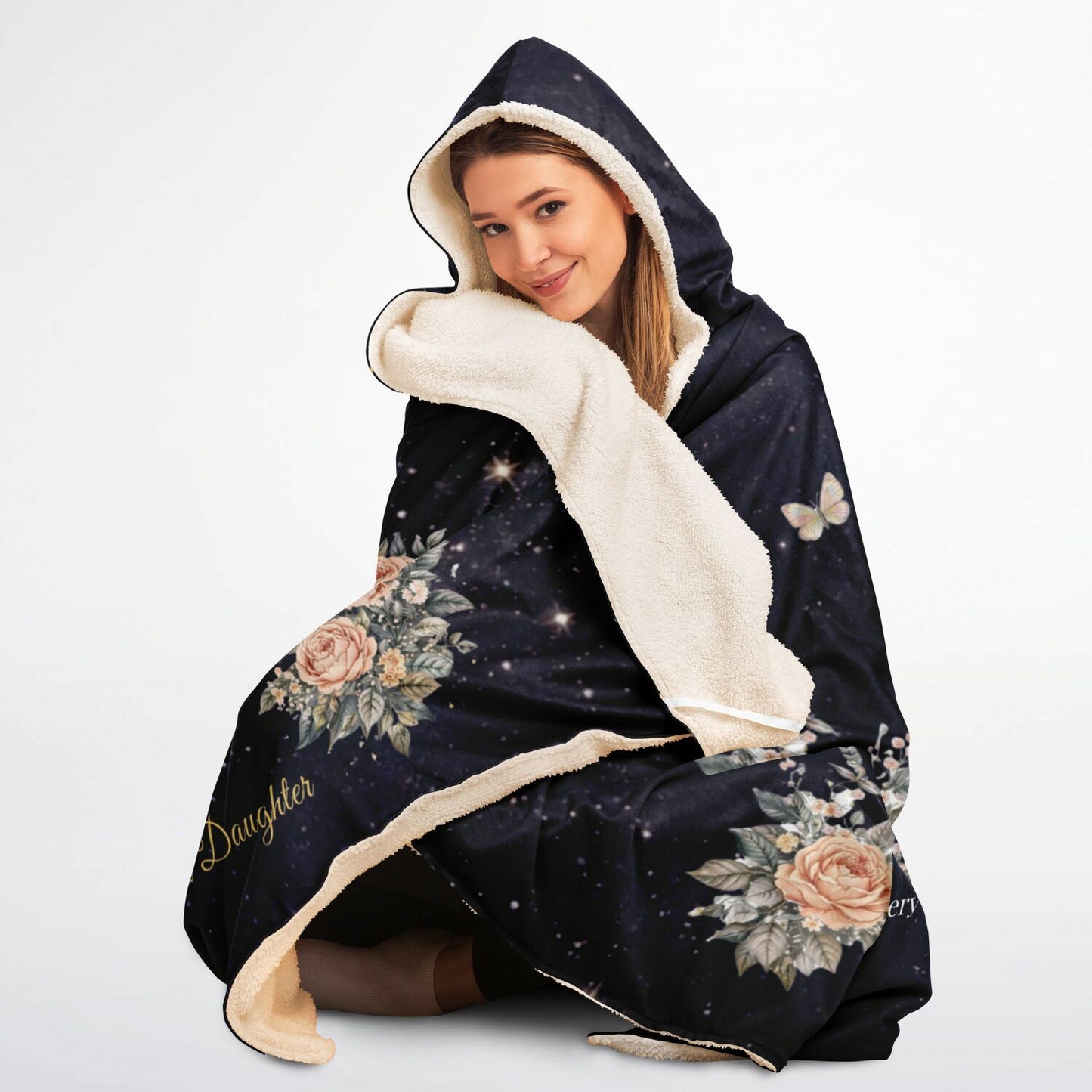 My Forever Mom Love Hooded Blanket 45x60 – emotional daughter to mom gift with celestial floral design cozy