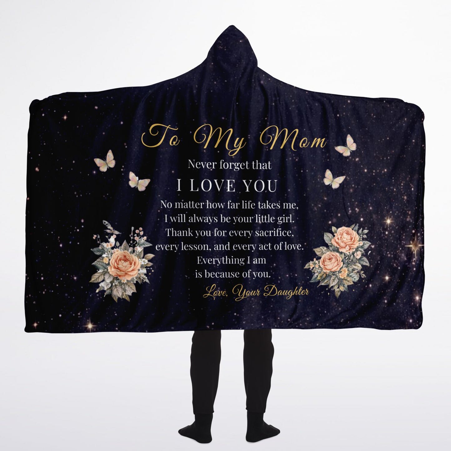 My Forever Mom Love Hooded Blanket 60x80 – cozy sherpa fleece blanket with heartfelt message for mom
