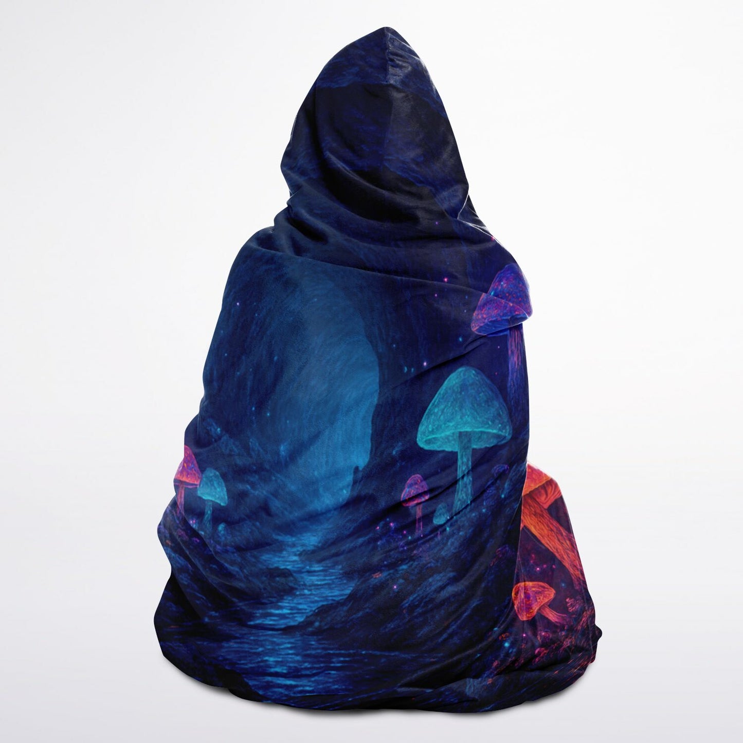 Mystic Mushrooms Hooded Blanket 45x60 – glowing fantasy forest