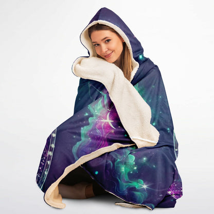 Pisces Dreamflow Hooded Blanket 45x60 – cosmic Pisces fish, calming 