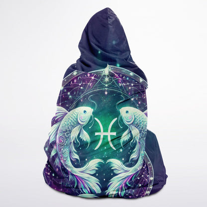 Pisces Dreamflow Hooded Blanket 45x60 – cosmic Pisces fish