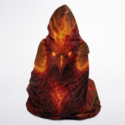 Reborn in Fire Hooded Blanket 45x60 – phoenix fire wings, sherpa fleece