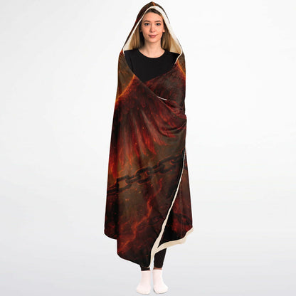 Reborn in Fire Hooded Blanket 45x60 – phoenix fire wings, sherpa