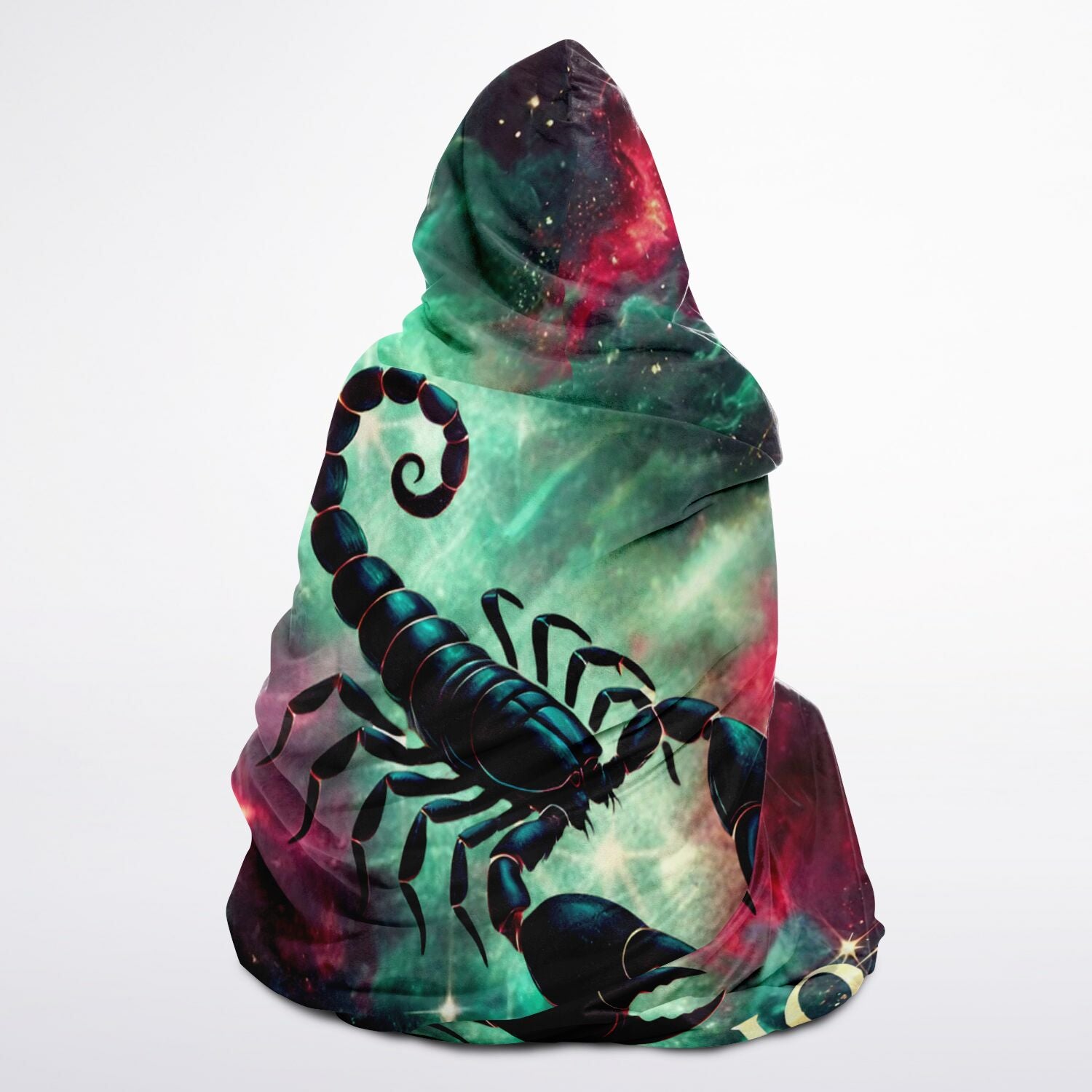 Scorpio Eclipse Hooded Blanket 45x60 – fierce zodiac scorpion, cosmic galaxy 