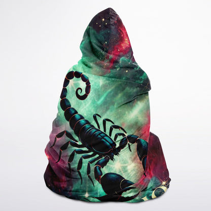 Scorpio Eclipse Hooded Blanket 45x60 – fierce zodiac scorpion, cosmic galaxy 