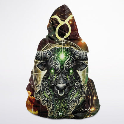 Taurus Ascend Hooded Blanket 45x60 – cosmic bull, earthy zodiac tones