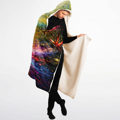 Tropical Fire Macaw Hooded Blanket 60x80 – colorful tropical bird design with ultra soft
