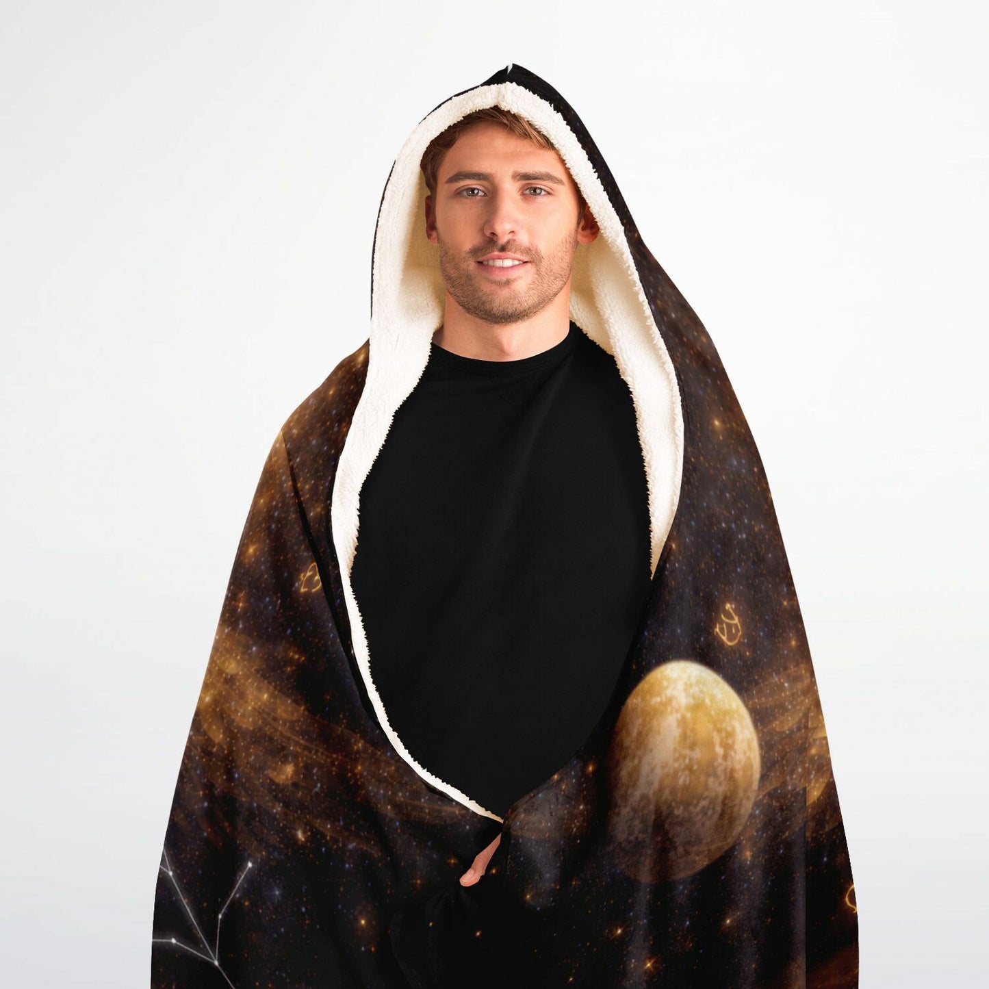 Virgo Astral Halo Empress Hooded Blanket 60x80 – luminous cosmic halo and sherpa warmth for dreamy 