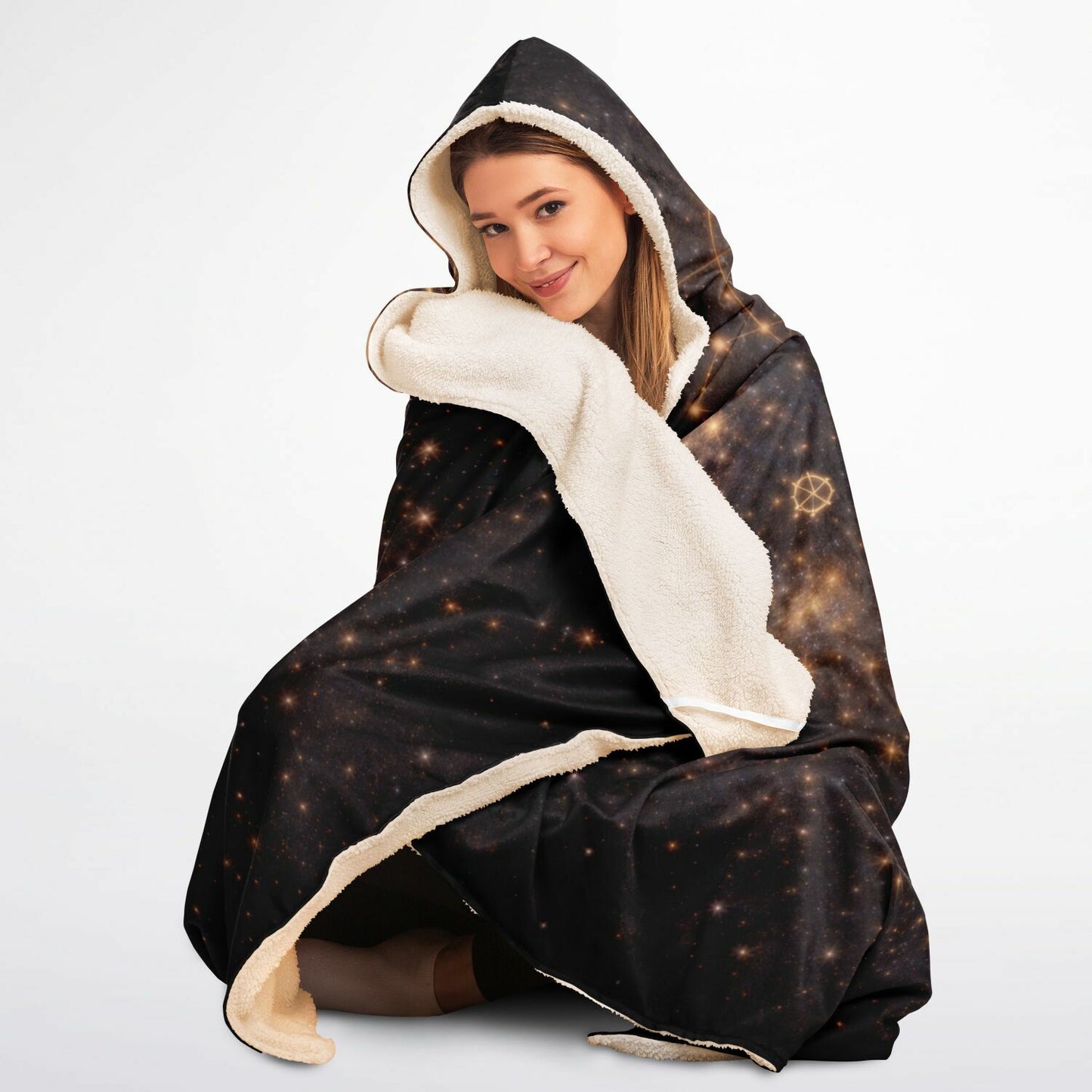 Virgo Divine Maiden of Light Hooded Blanket 45x60 – ultra-soft fleece with radiant celestial goddess design