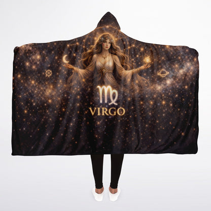 Virgo Divine Maiden of Light Hooded Blanket 45x60 – ultra-soft fleece with radiant celestial goddess