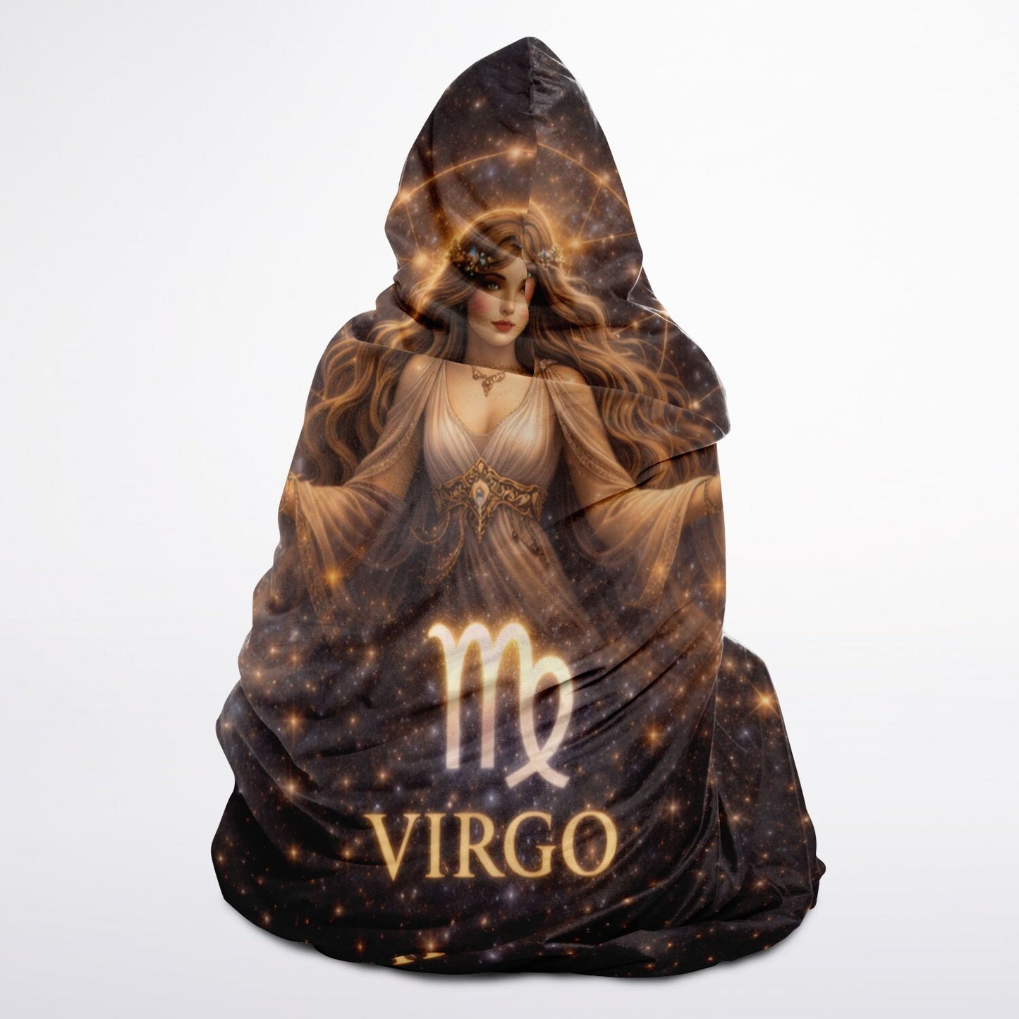 Virgo Divine Maiden of Light Hooded Blanket 45x60 – ultra-soft fleece with radiant celestial 