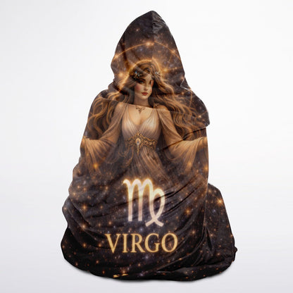 Virgo Divine Maiden of Light Hooded Blanket 45x60 – ultra-soft fleece with radiant celestial 
