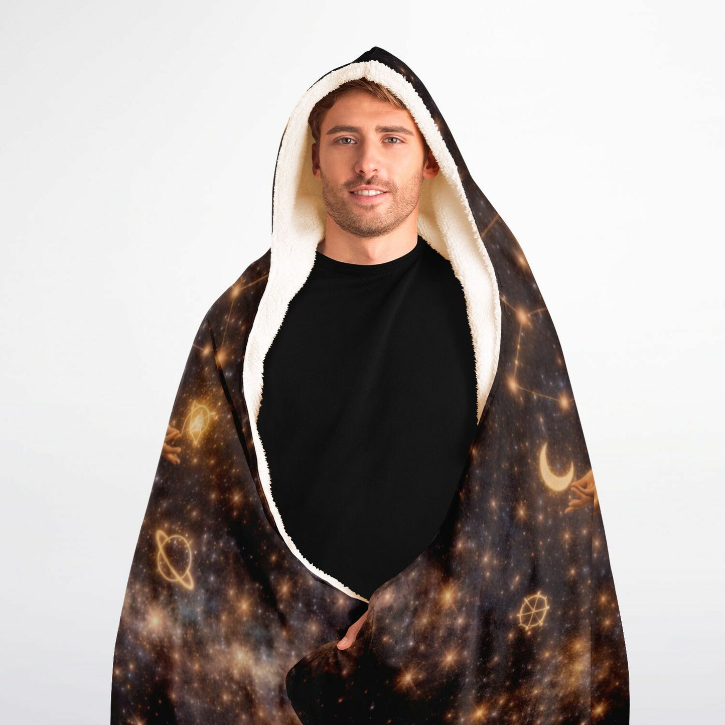 Virgo Divine Maiden of Light Hooded Blanket 60x80 – plush sherpa warmth with luminous zodiac maiden artwork