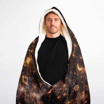 Virgo Divine Maiden of Light Hooded Blanket 60x80 – plush sherpa warmth with luminous zodiac maiden artwork