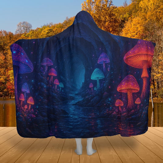 Mystic Mushrooms Hooded Blanket