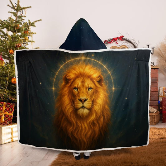 All-over Print Hooded Blanket (White Binding)