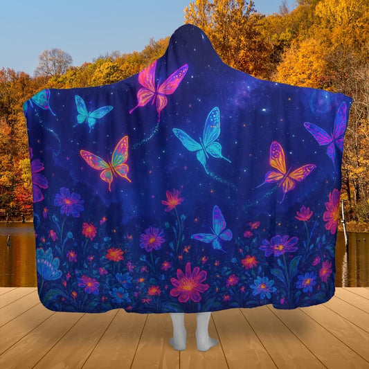 Cosmic Garden Wings Hooded Blanket